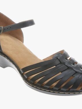 Softspots Black Strappy Cutout Ankle-Strap Sandal